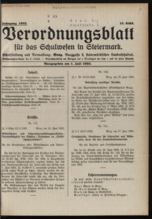 Verordnungsblatt für das Schulwesen in Steiermark 19320701 Seite: 1