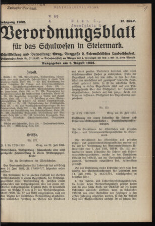 Verordnungsblatt für das Schulwesen in Steiermark 19320801 Seite: 1