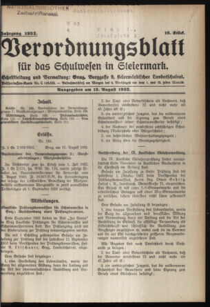 Verordnungsblatt für das Schulwesen in Steiermark 19320815 Seite: 1