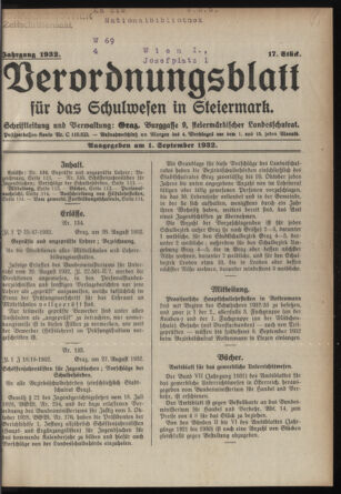 Verordnungsblatt für das Schulwesen in Steiermark 19320901 Seite: 1