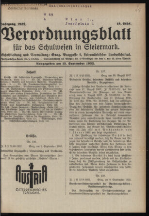 Verordnungsblatt für das Schulwesen in Steiermark 19320915 Seite: 1