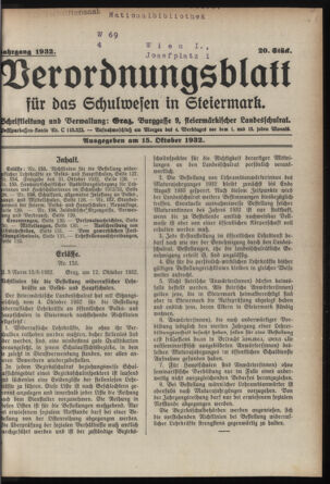 Verordnungsblatt für das Schulwesen in Steiermark 19321015 Seite: 1