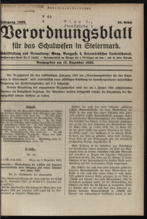 Verordnungsblatt für das Schulwesen in Steiermark 19321215 Seite: 1