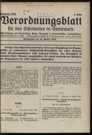 Verordnungsblatt für das Schulwesen in Steiermark 19330115 Seite: 1