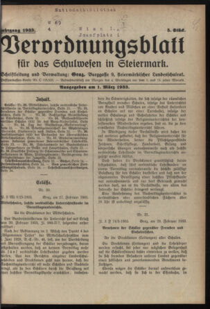 Verordnungsblatt für das Schulwesen in Steiermark 19330301 Seite: 1