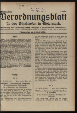 Verordnungsblatt für das Schulwesen in Steiermark 19330401 Seite: 1