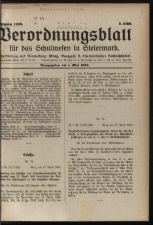 Verordnungsblatt für das Schulwesen in Steiermark 19330501 Seite: 1