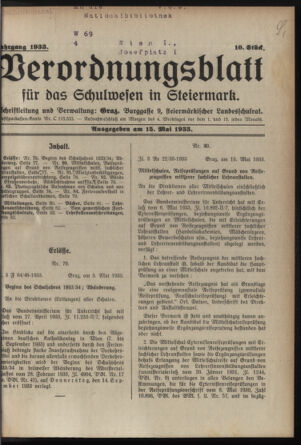 Verordnungsblatt für das Schulwesen in Steiermark 19330515 Seite: 1