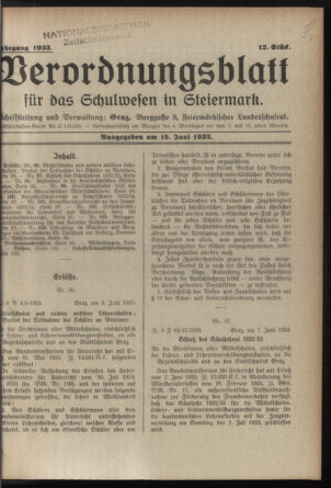 Verordnungsblatt für das Schulwesen in Steiermark 19330615 Seite: 1