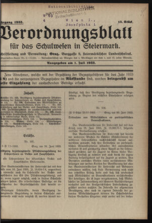 Verordnungsblatt für das Schulwesen in Steiermark 19330701 Seite: 1