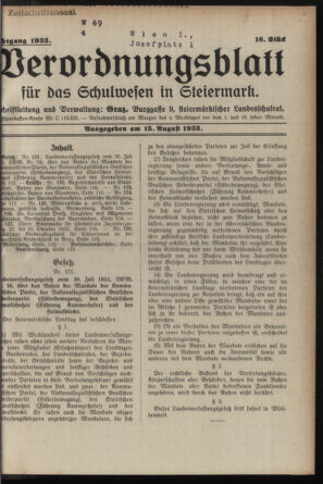 Verordnungsblatt für das Schulwesen in Steiermark 19330815 Seite: 1