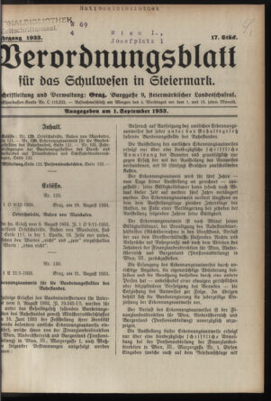 Verordnungsblatt für das Schulwesen in Steiermark 19330901 Seite: 1