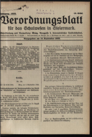 Verordnungsblatt für das Schulwesen in Steiermark 19330915 Seite: 1