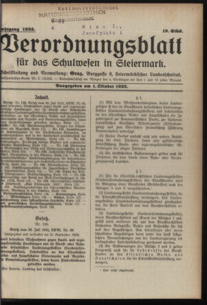 Verordnungsblatt für das Schulwesen in Steiermark 19331001 Seite: 1