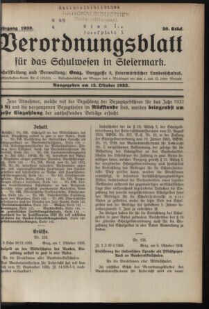 Verordnungsblatt für das Schulwesen in Steiermark 19331015 Seite: 1