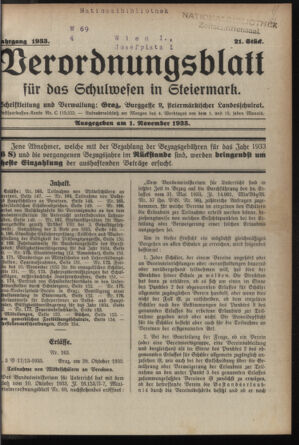 Verordnungsblatt für das Schulwesen in Steiermark 19331101 Seite: 1