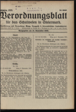 Verordnungsblatt für das Schulwesen in Steiermark 19331115 Seite: 1