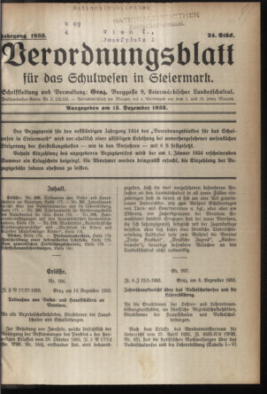 Verordnungsblatt für das Schulwesen in Steiermark 19331215 Seite: 1