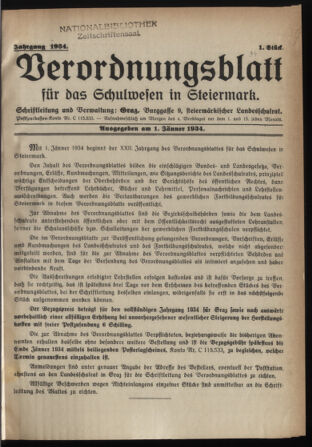 Verordnungsblatt für das Schulwesen in Steiermark 19340101 Seite: 1