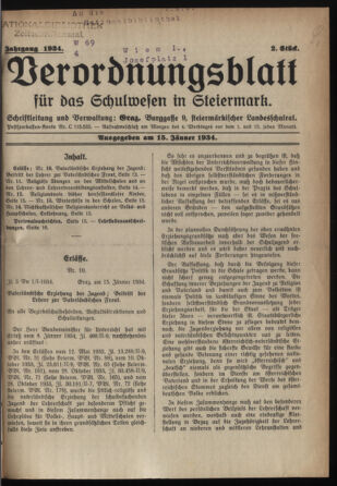 Verordnungsblatt für das Schulwesen in Steiermark 19340115 Seite: 1