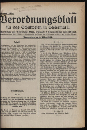 Verordnungsblatt für das Schulwesen in Steiermark 19340301 Seite: 1