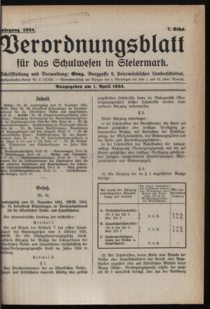 Verordnungsblatt für das Schulwesen in Steiermark 19340401 Seite: 1