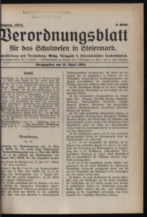 Verordnungsblatt für das Schulwesen in Steiermark 19340415 Seite: 1