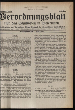 Verordnungsblatt für das Schulwesen in Steiermark 19340501 Seite: 1