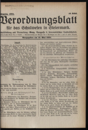 Verordnungsblatt für das Schulwesen in Steiermark 19340515 Seite: 1