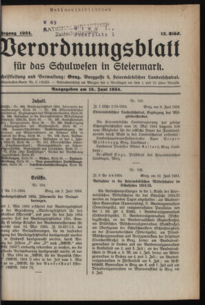 Verordnungsblatt für das Schulwesen in Steiermark 19340615 Seite: 1