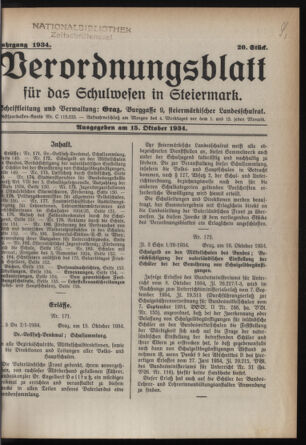 Verordnungsblatt für das Schulwesen in Steiermark 19341015 Seite: 1