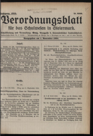 Verordnungsblatt für das Schulwesen in Steiermark 19341101 Seite: 1