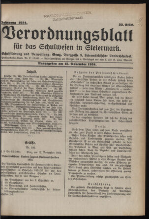 Verordnungsblatt für das Schulwesen in Steiermark 19341115 Seite: 1