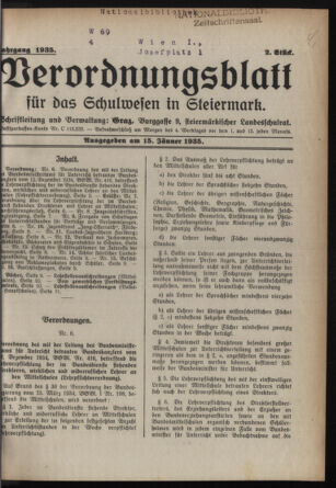 Verordnungsblatt für das Schulwesen in Steiermark 19350115 Seite: 1