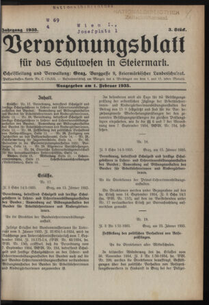 Verordnungsblatt für das Schulwesen in Steiermark 19350201 Seite: 1