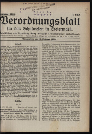 Verordnungsblatt für das Schulwesen in Steiermark 19350215 Seite: 1