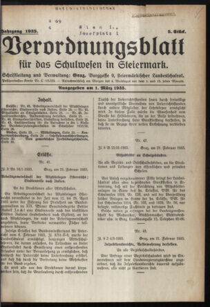 Verordnungsblatt für das Schulwesen in Steiermark 19350301 Seite: 1