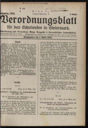 Verordnungsblatt für das Schulwesen in Steiermark 19350401 Seite: 1