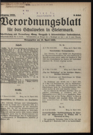 Verordnungsblatt für das Schulwesen in Steiermark 19350415 Seite: 1