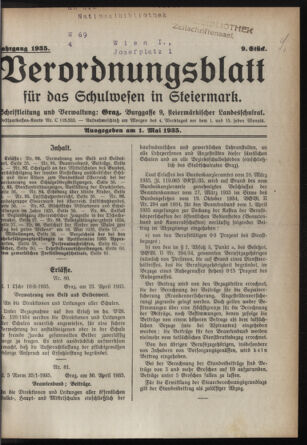 Verordnungsblatt für das Schulwesen in Steiermark 19350501 Seite: 1