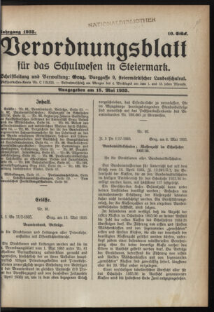 Verordnungsblatt für das Schulwesen in Steiermark 19350515 Seite: 1