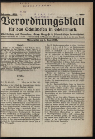 Verordnungsblatt für das Schulwesen in Steiermark 19350601 Seite: 1