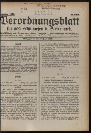 Verordnungsblatt für das Schulwesen in Steiermark 19350715 Seite: 1