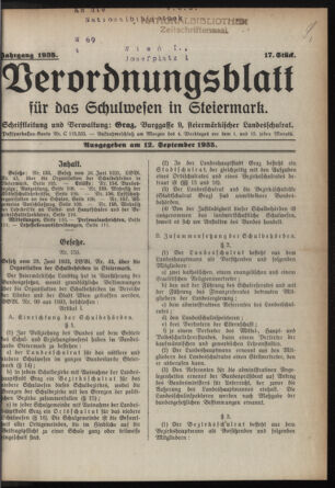 Verordnungsblatt für das Schulwesen in Steiermark 19350912 Seite: 1