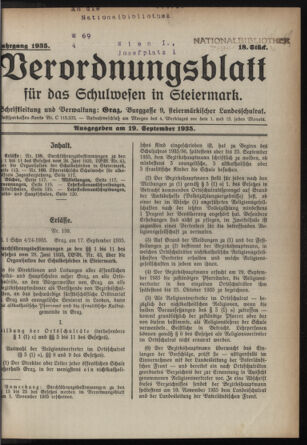 Verordnungsblatt für das Schulwesen in Steiermark 19350919 Seite: 1