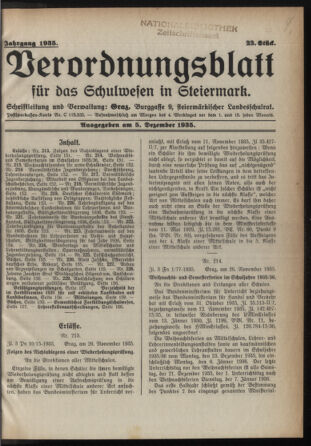 Verordnungsblatt für das Schulwesen in Steiermark 19351205 Seite: 1