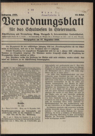 Verordnungsblatt für das Schulwesen in Steiermark 19351217 Seite: 1