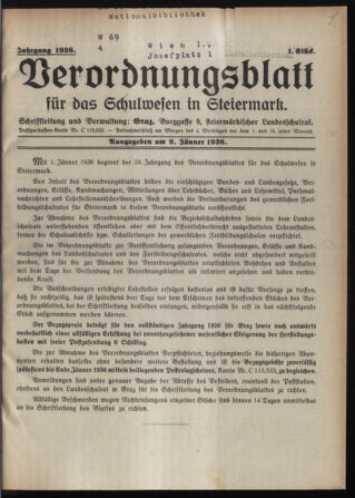 Verordnungsblatt für das Schulwesen in Steiermark 19360109 Seite: 1