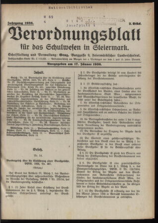 Verordnungsblatt für das Schulwesen in Steiermark 19360117 Seite: 1