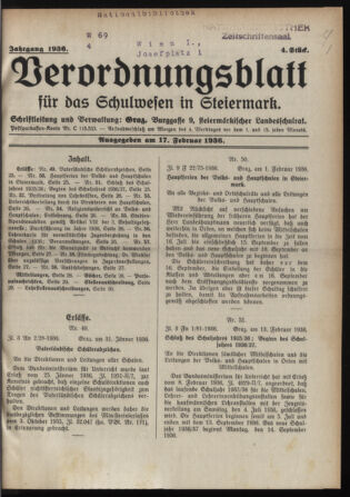 Verordnungsblatt für das Schulwesen in Steiermark 19360217 Seite: 1